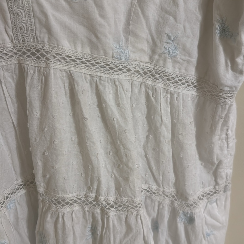 A&F Eyelet Puff Sleeve Tiered Dress SZ XL - Picture 6 of 6